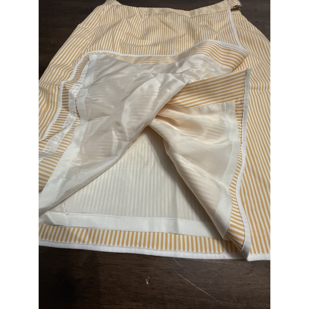 BROOKS BROTHERS‎ A Line Wrap Skirt Womens Orange Striped Lined Woven In  Italy 4 - Picture 7 of 9